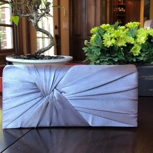 NWOT Charming Charlie Grey Satin Clutch